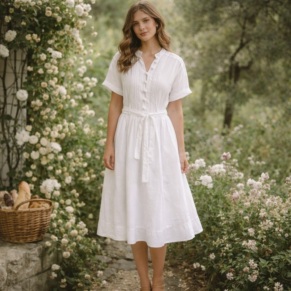 Banana Republic White Midi Shirt Dress